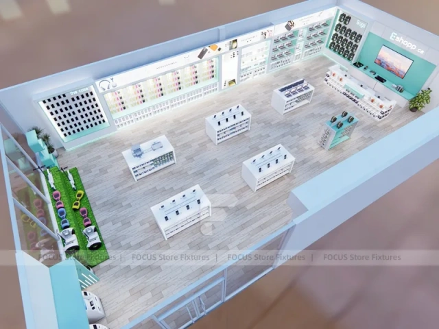 Mint White Mobile Store Counter Layout