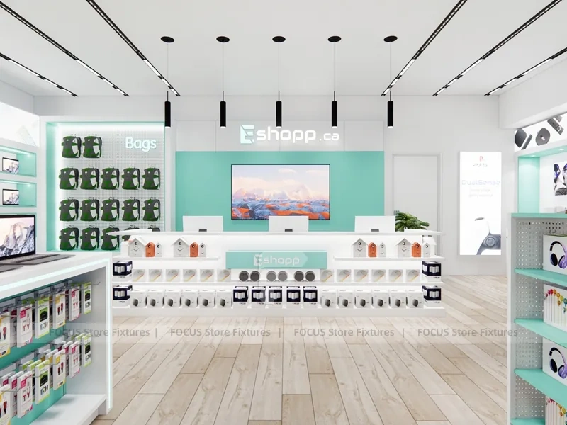 Mint White Mobile Store Counter Layout