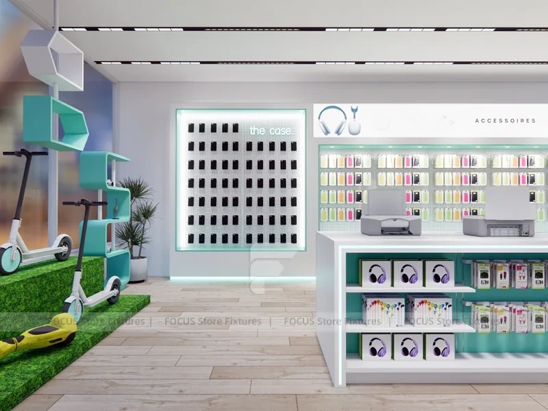 Mint White Phone Accessories Display Store