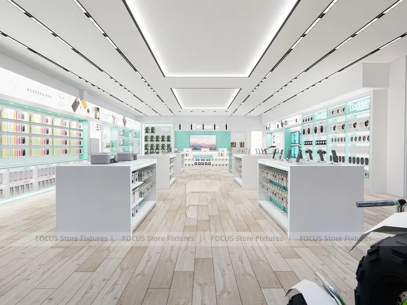 Mint White Phone Accessories Display Store