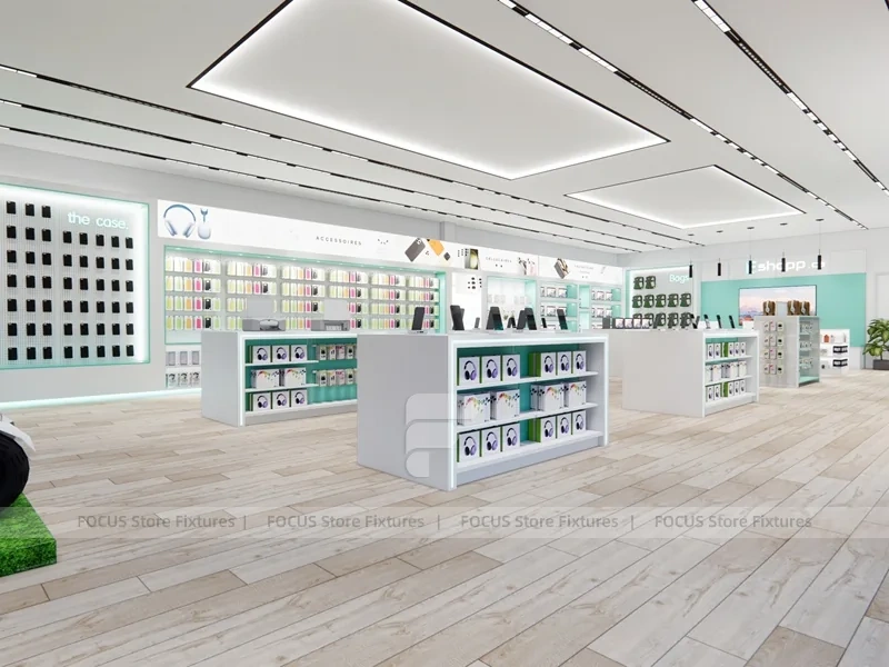 Mint White Phone Accessories Display Store