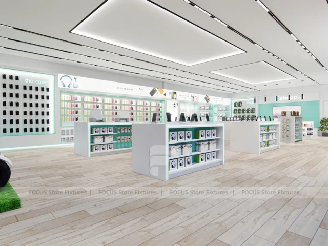 Mint White Phone Accessories Display Store