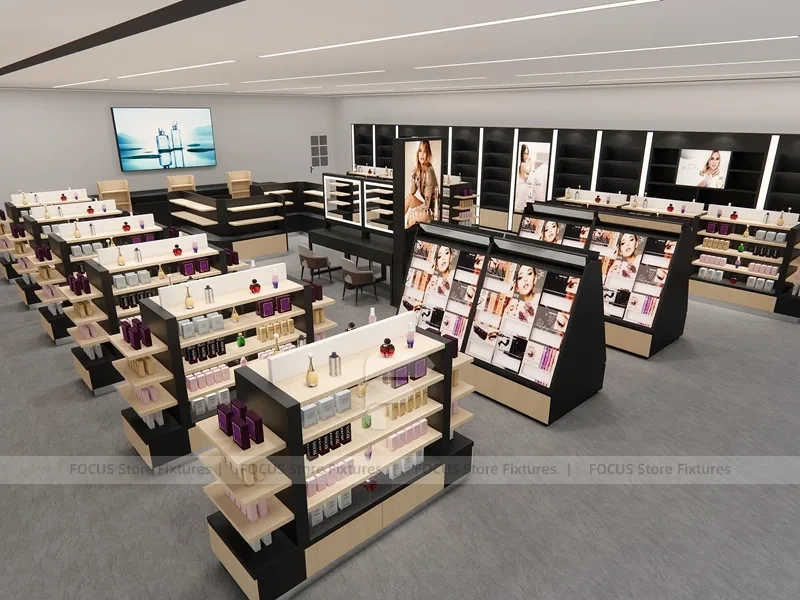 Modern Makeup Gondola Display Showroom