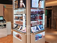 Multi Sided Illuminated Cosmetics Tower Display