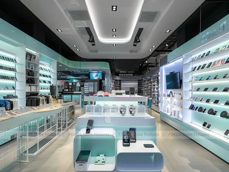 Narrow Mobile Accessories Store Wall Shelving