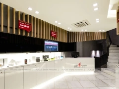 Natural Wood Electronics Store Interior Display