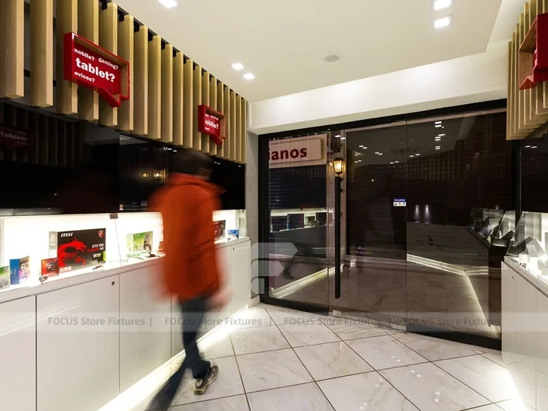 Natural Wood Electronics Store Interior Display