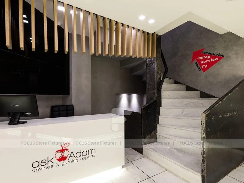 Natural Wood Electronics Store Interior Display