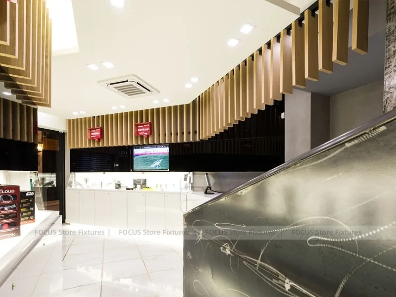 Natural Wood Electronics Store Interior Display