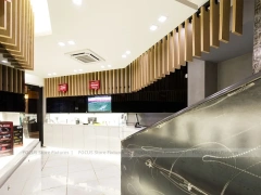 Natural Wood Electronics Store Interior Display