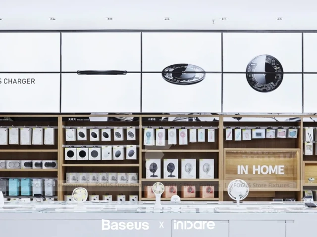 Natural Wood Mobile Phone Store Counter Wall