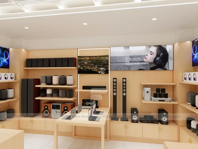 Natural Wood Tech Mobile Store Interior