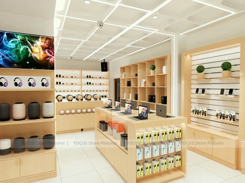 Natural Wood Tech Mobile Store Interior