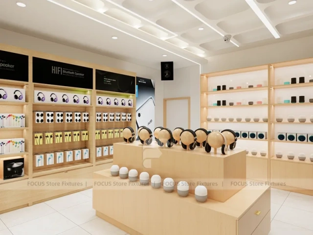Natural Wood Tech Mobile Store Interior