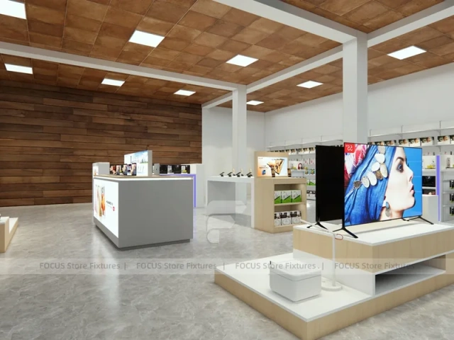 Natural Wood White Mobile Phone Experience Store
