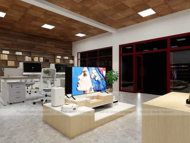 Natural Wood White Mobile Phone Experience Store