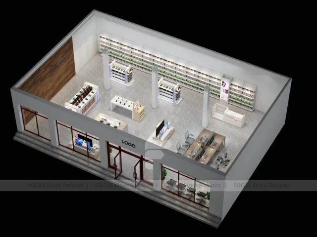 Natural Wood White Mobile Phone Experience Store