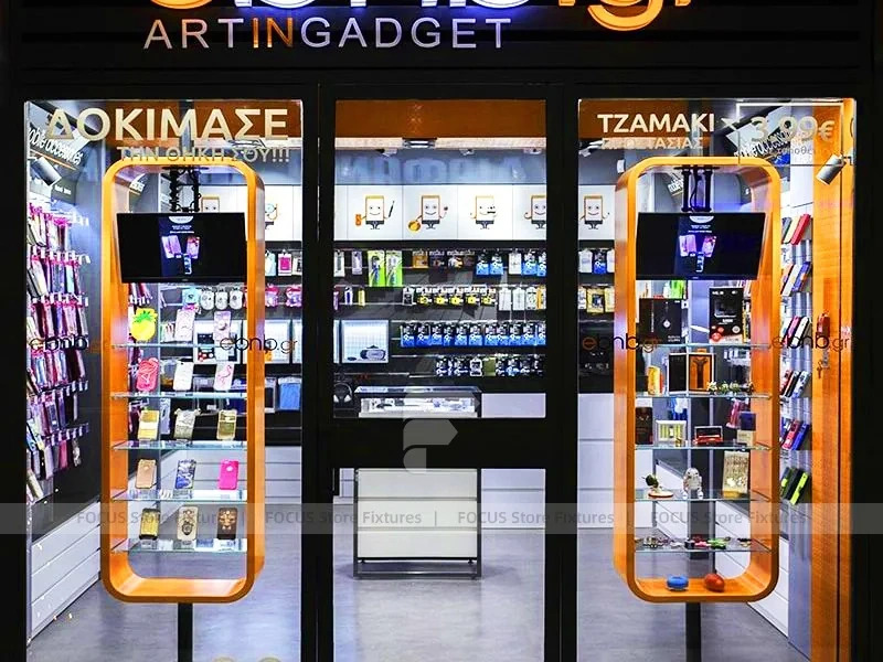 Orange Black Mobile Accessories Store Interior