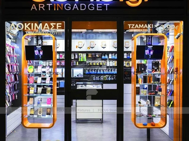 Orange Black Mobile Accessories Store Interior