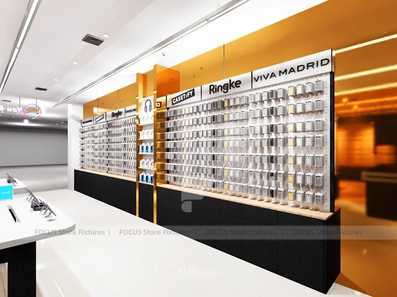 Orange Black Phone Accessories Wall Display