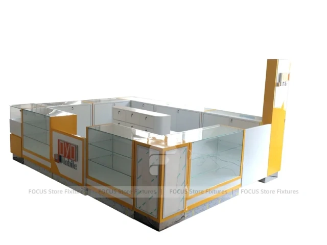 Orange White Glass Mobile Phone Kiosk Counter