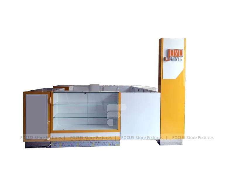 Orange White Glass Mobile Phone Kiosk Counter