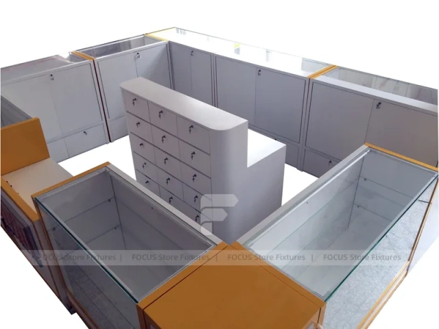 Orange White Glass Mobile Phone Kiosk Counter