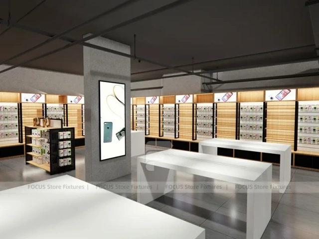 Orange White Mobile Store Wall Display Layout