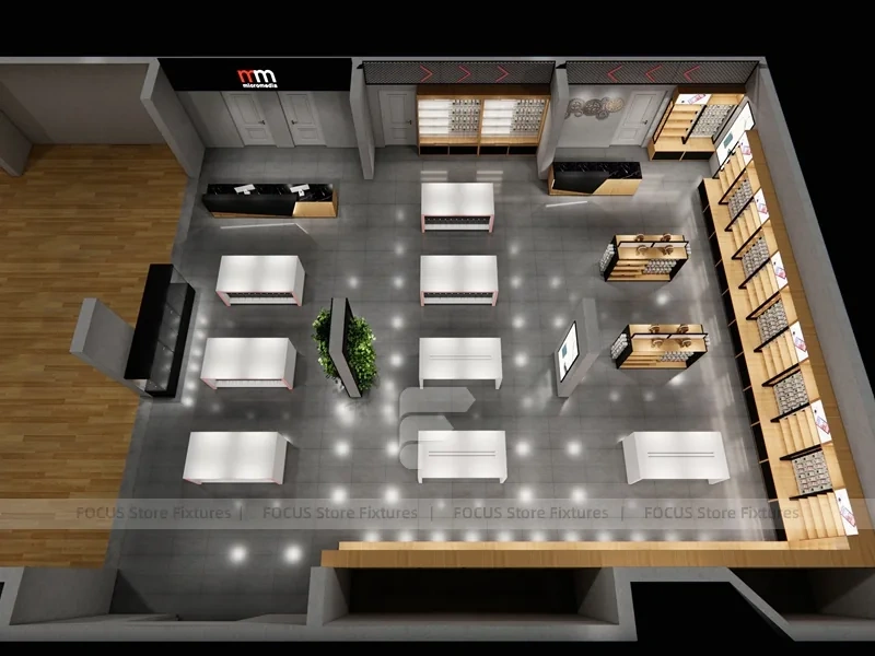 Orange White Mobile Store Wall Display Layout