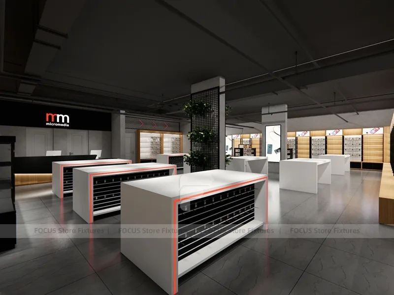 Orange White Mobile Store Wall Display Layout