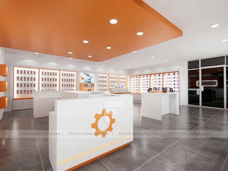 Orange White Phone Service Store Interior