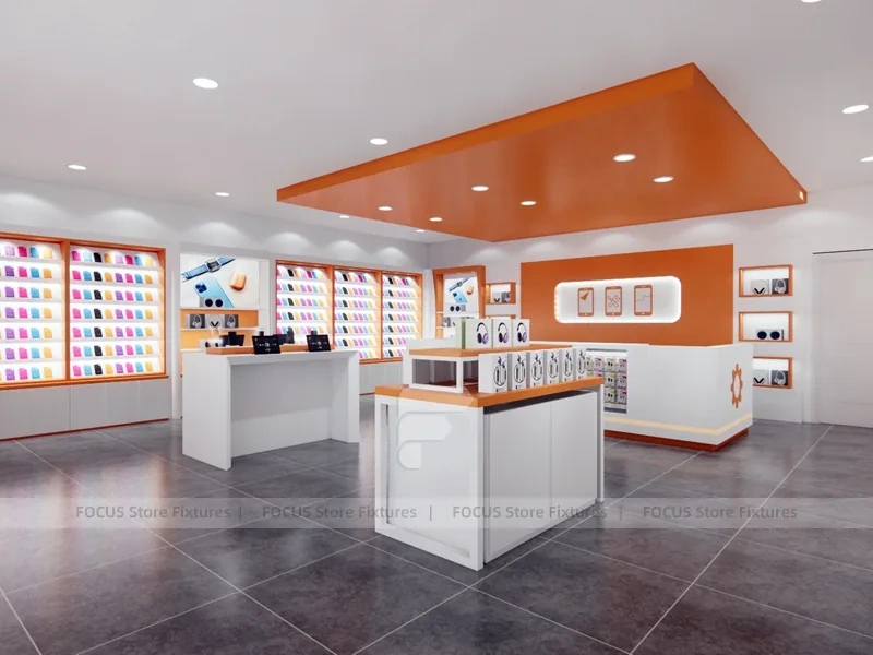 Orange White Phone Service Store Interior
