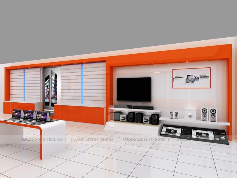 Orange White Phone Shop Wall Fixture