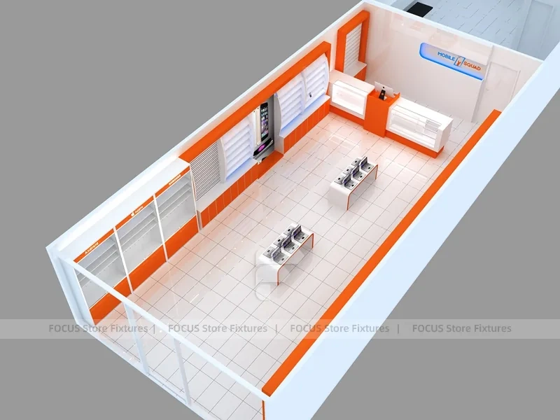 Orange White Phone Shop Wall Fixture
