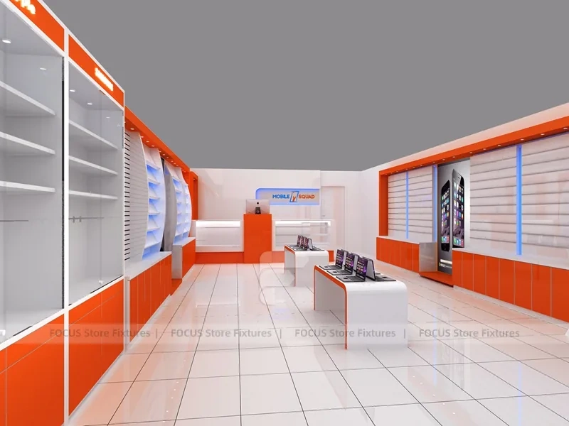 Orange White Phone Shop Wall Fixture