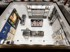 Overhead Beauty Store Floor Layout with Blue Display Wall