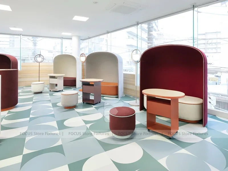 Pastel Curved Mobile Phone Store Interior