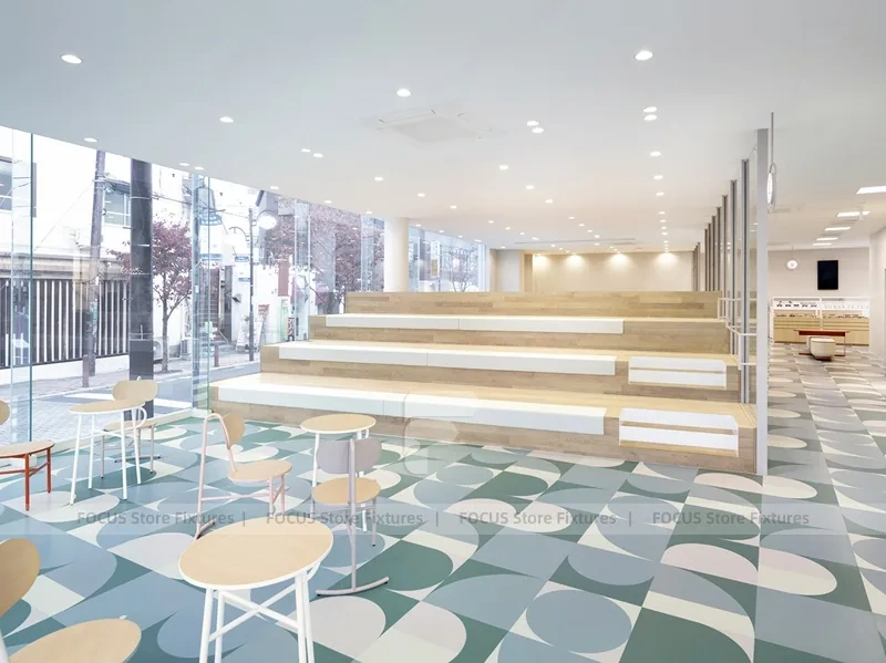 Pastel Curved Mobile Phone Store Interior