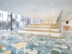 Pastel Curved Mobile Phone Store Interior