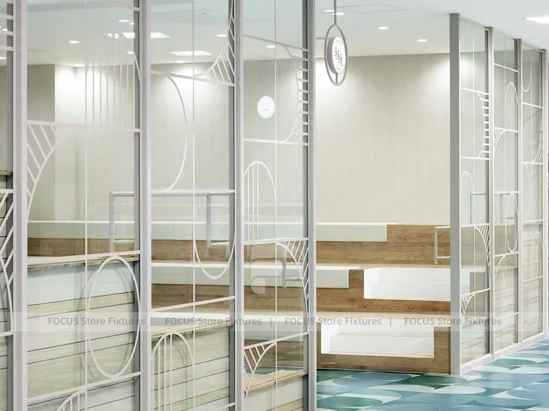 Pastel Curved Mobile Phone Store Interior