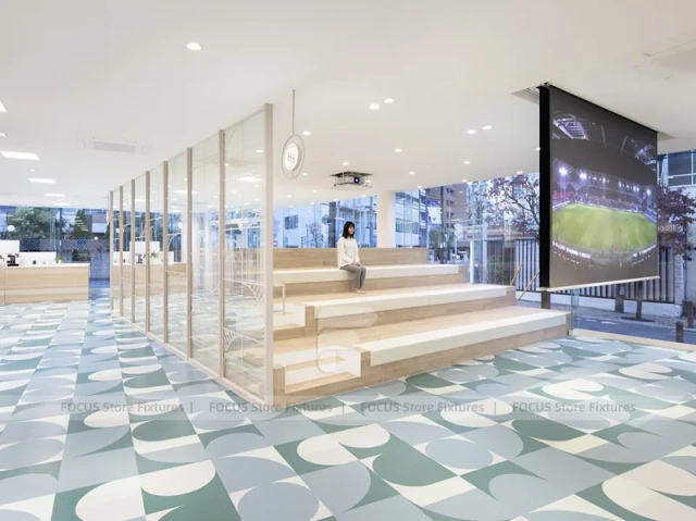 Pastel Curved Mobile Phone Store Interior