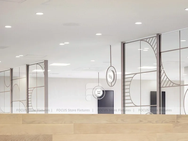 Pastel Curved Mobile Phone Store Interior
