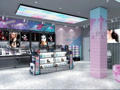 Pastel Mint Beauty Store with Black Island Displays