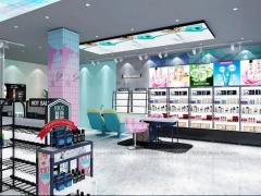 Pastel Mint Beauty Store with Black Island Displays