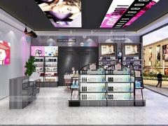 Pastel Mint Beauty Store with Black Island Displays