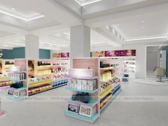 Pastel Pink Beauty Retail Store with Central Gondolas