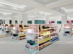 Pastel Pink Beauty Retail Store with Central Gondolas