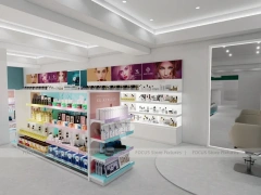 Pastel Pink Beauty Retail Store with Central Gondolas