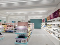 Pastel Pink Beauty Retail Store with Central Gondolas