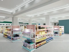 Pastel Pink Beauty Retail Store with Central Gondolas